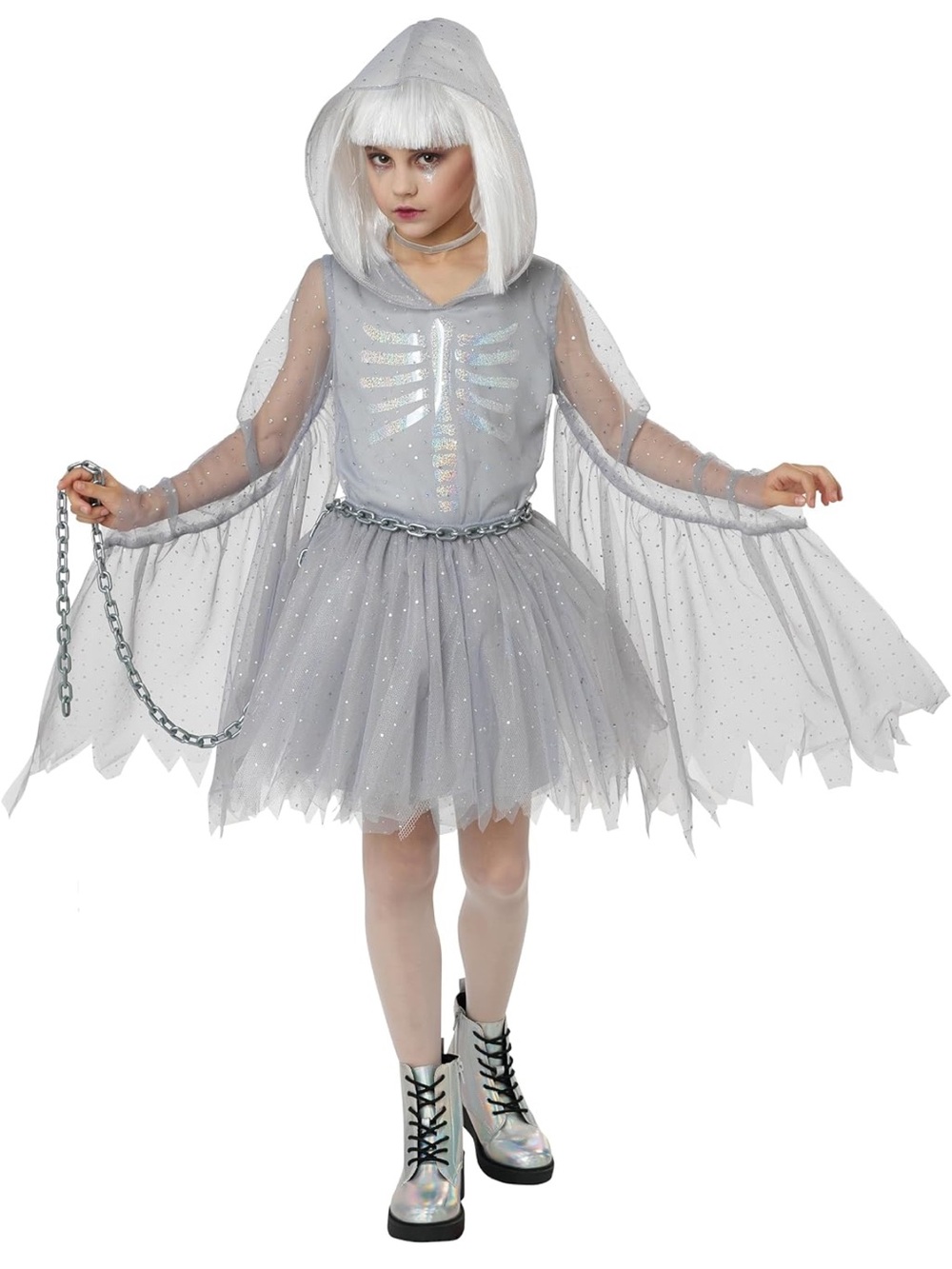 California Costumes Glimmering Ghost Kids Costume - Silver nwt new